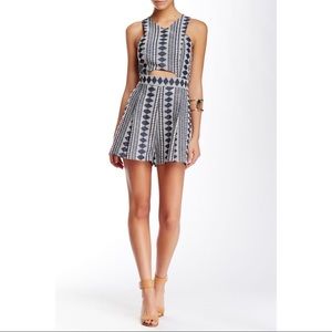 Navy & white embroidered romper